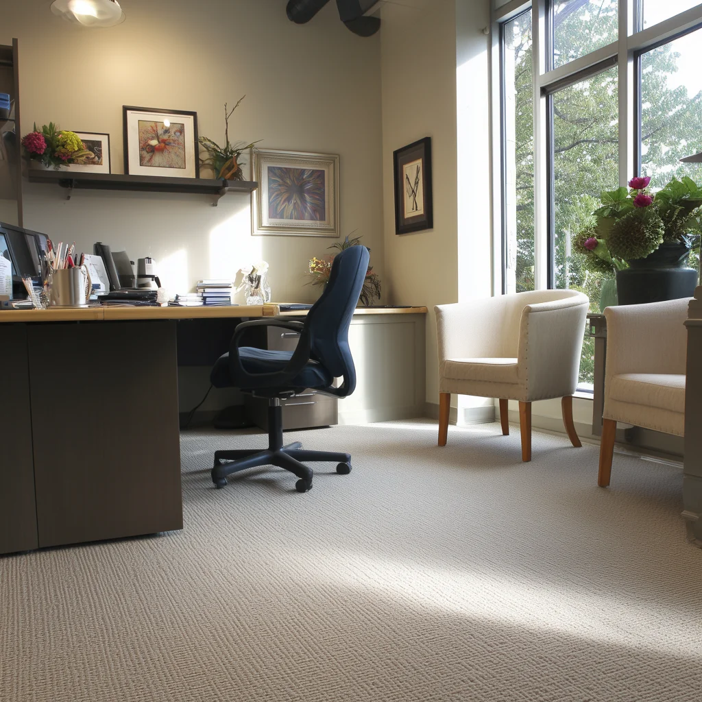 Professional office space with clean carpet